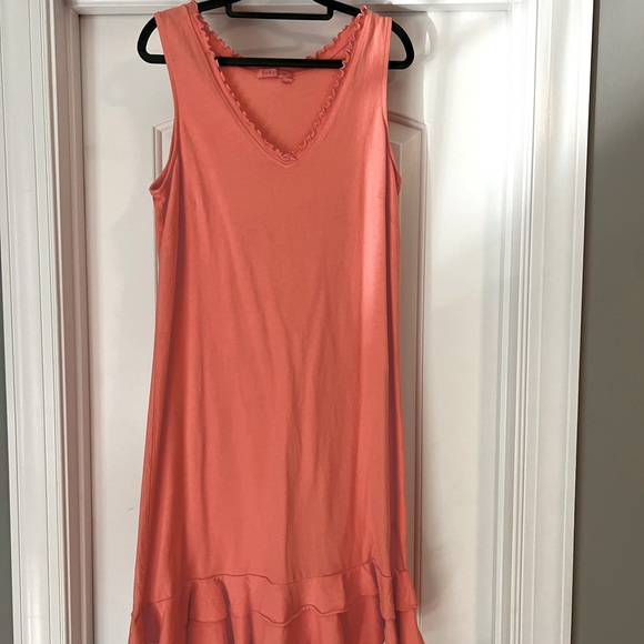 Fresh Produce Salmon Pink Ruffle Edge Cotton Dress, Small - Picture 5 of 7